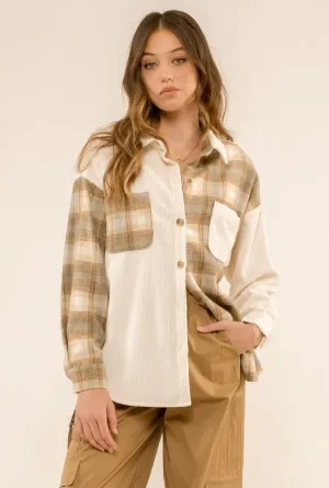Color Block Corduroy Shacket
