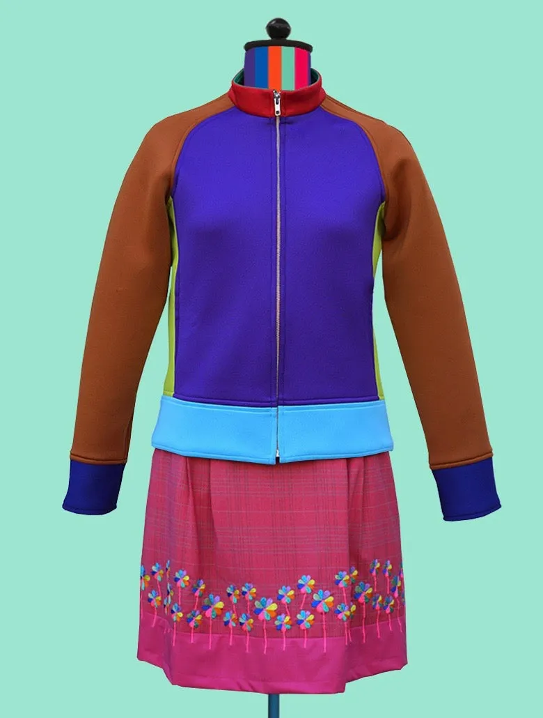 Colorblock Neoprene Bomber Jacket