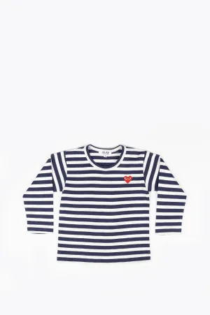 COMME DES GARCONS PLAY KIDS LS STRIPED TSHIRT NAVY