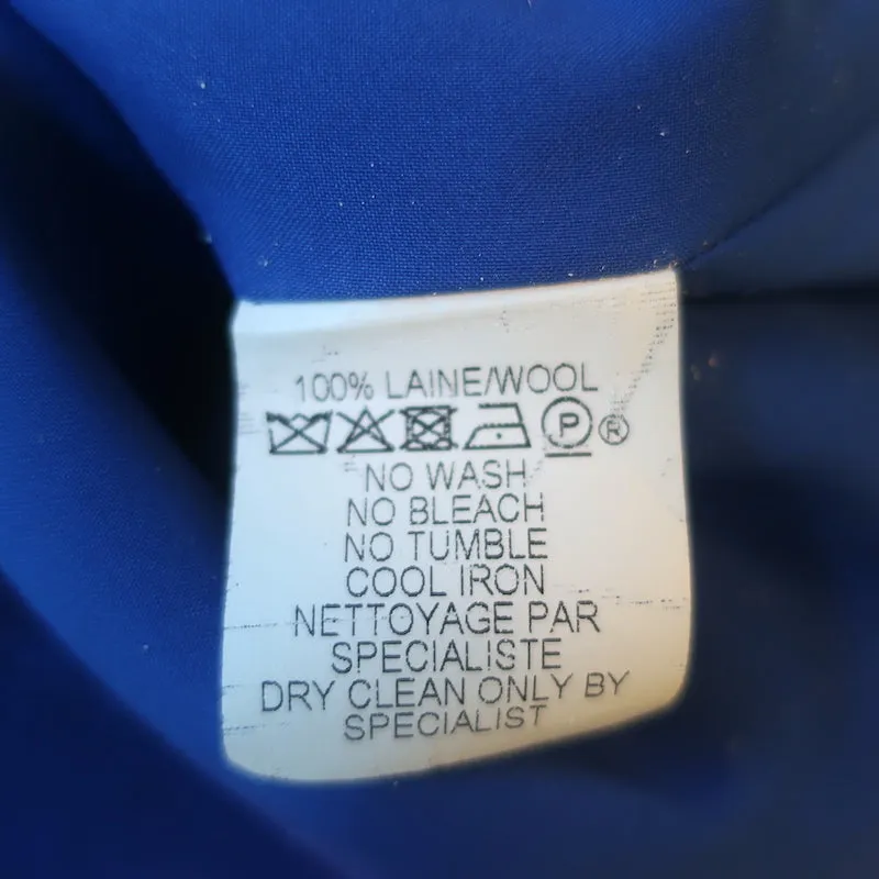 Courreges Short Sleeve Mini Shift Dress Blue Wool Size 8