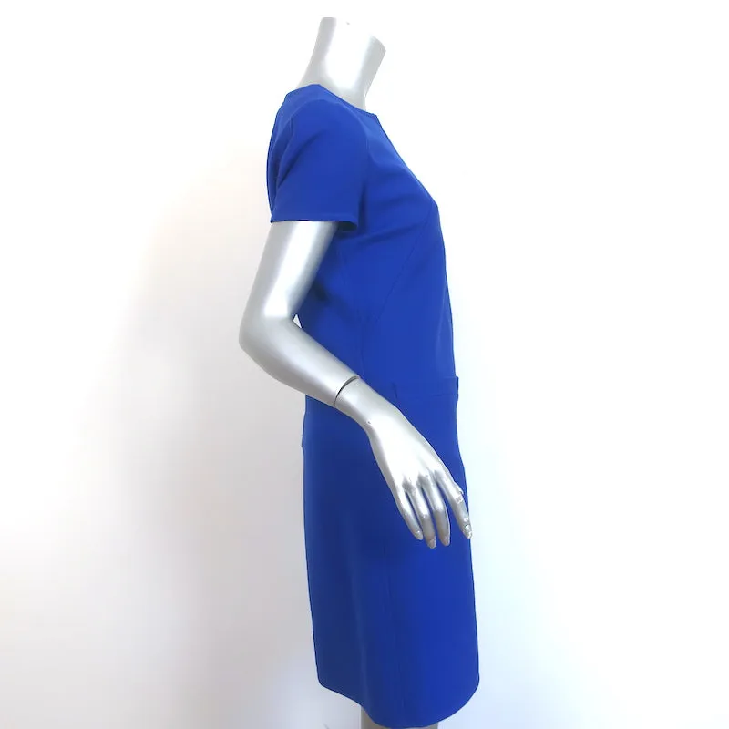 Courreges Short Sleeve Mini Shift Dress Blue Wool Size 8