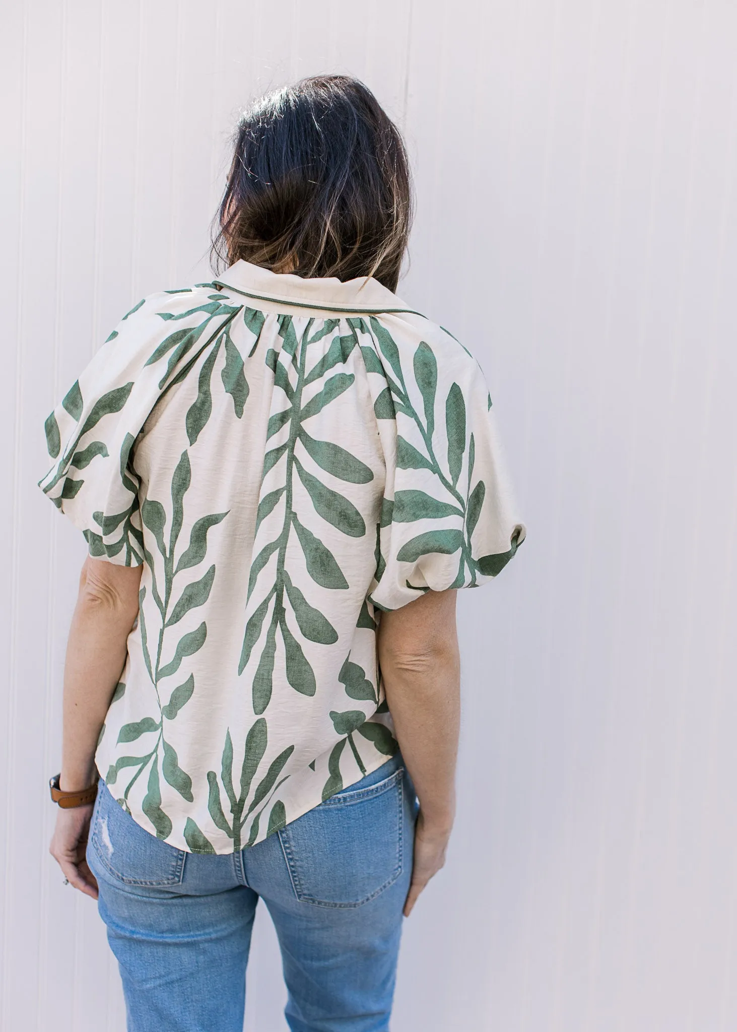 Creamy Olive Graphic Top