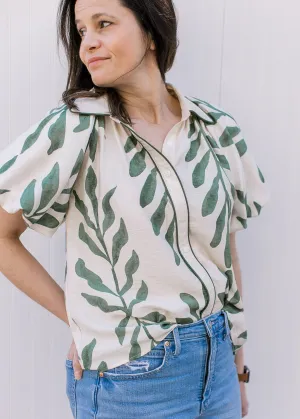Creamy Olive Graphic Top