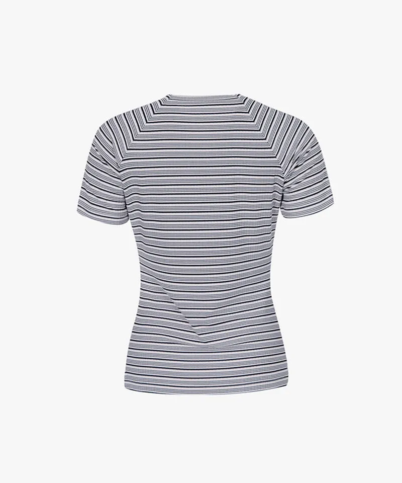 CREVE NINE: Women's Striped Mock Neck T-Shirt - 2 Colors