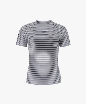 CREVE NINE: Women's Striped Mock Neck T-Shirt - 2 Colors