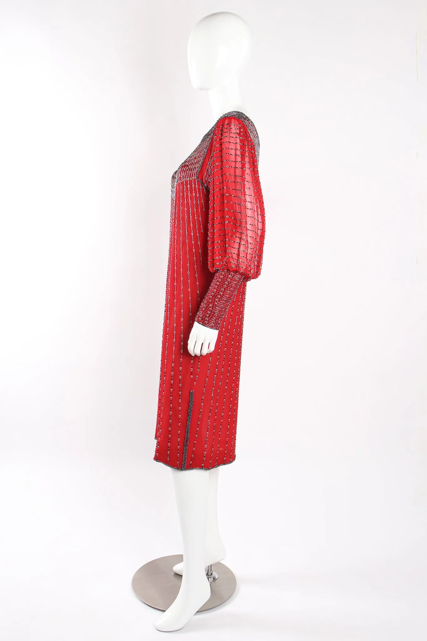 Crimson Bead Striped Shift Dress