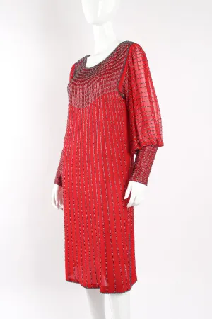 Crimson Bead Striped Shift Dress