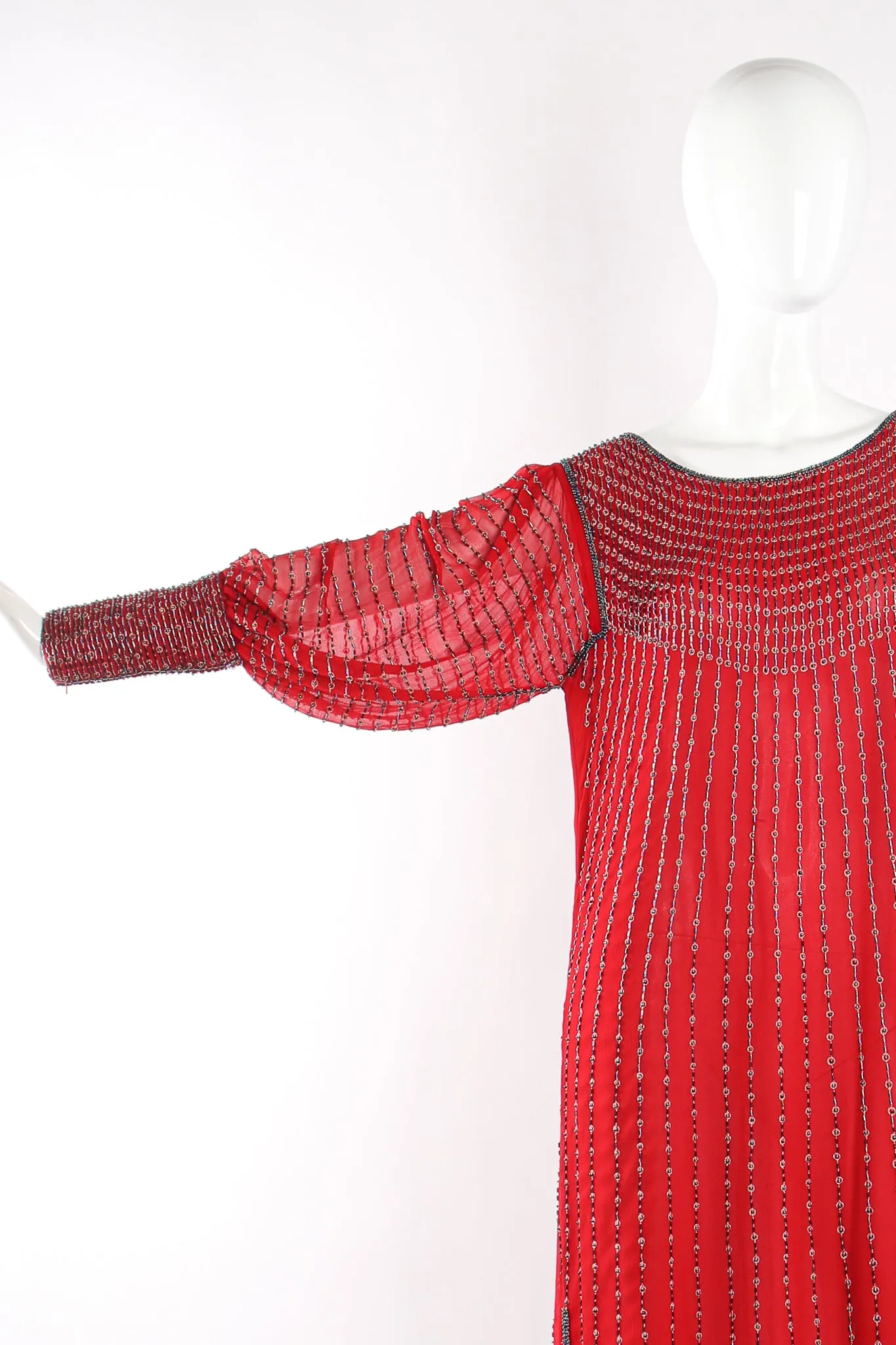 Crimson Bead Striped Shift Dress