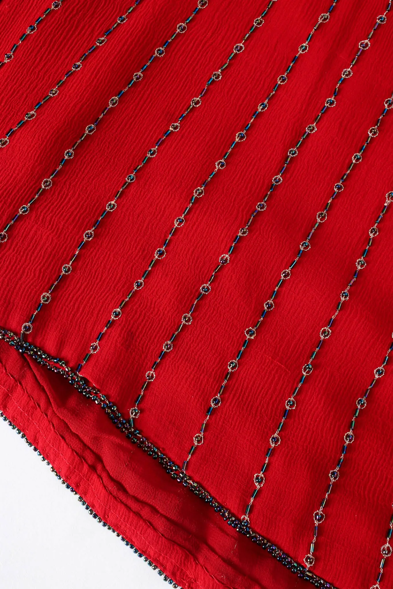 Crimson Bead Striped Shift Dress