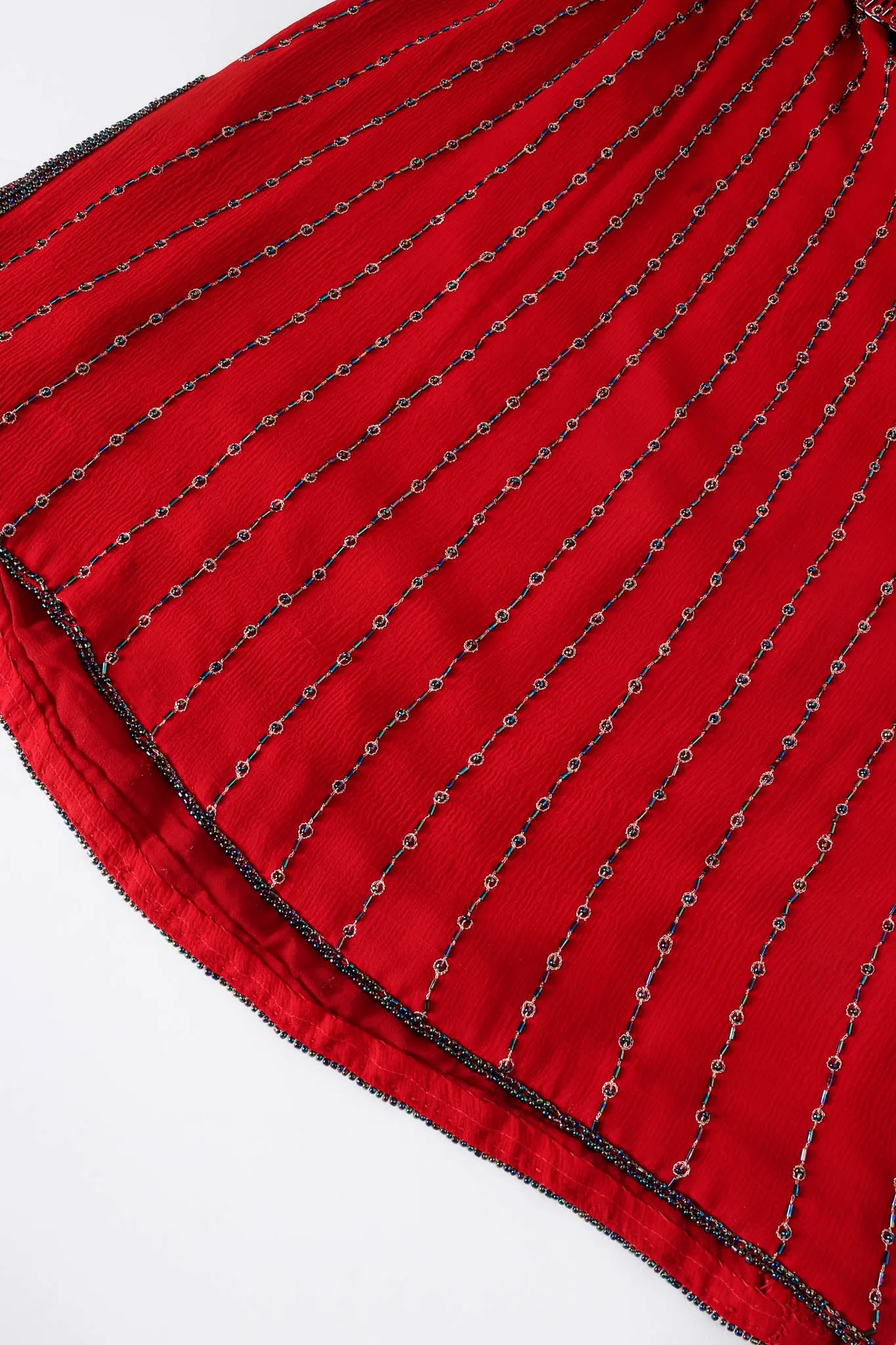 Crimson Bead Striped Shift Dress