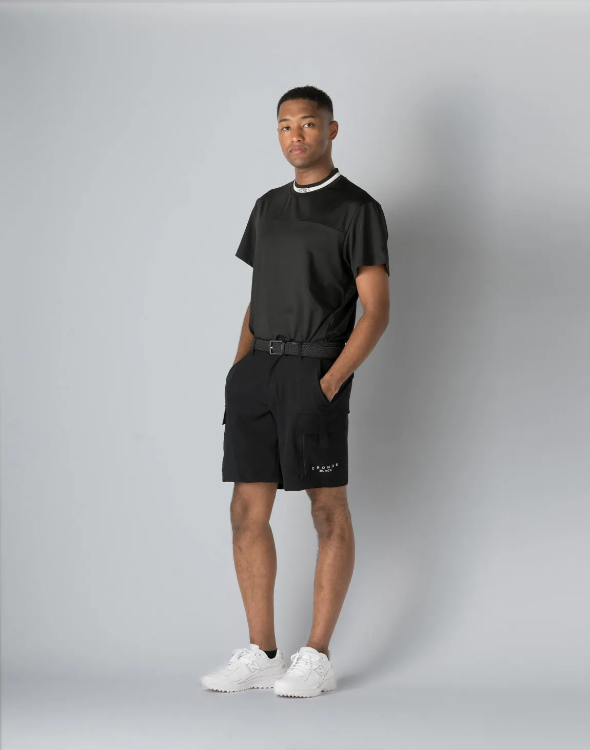 CRONOS BLACK CARGO SHORTS【BLACK】