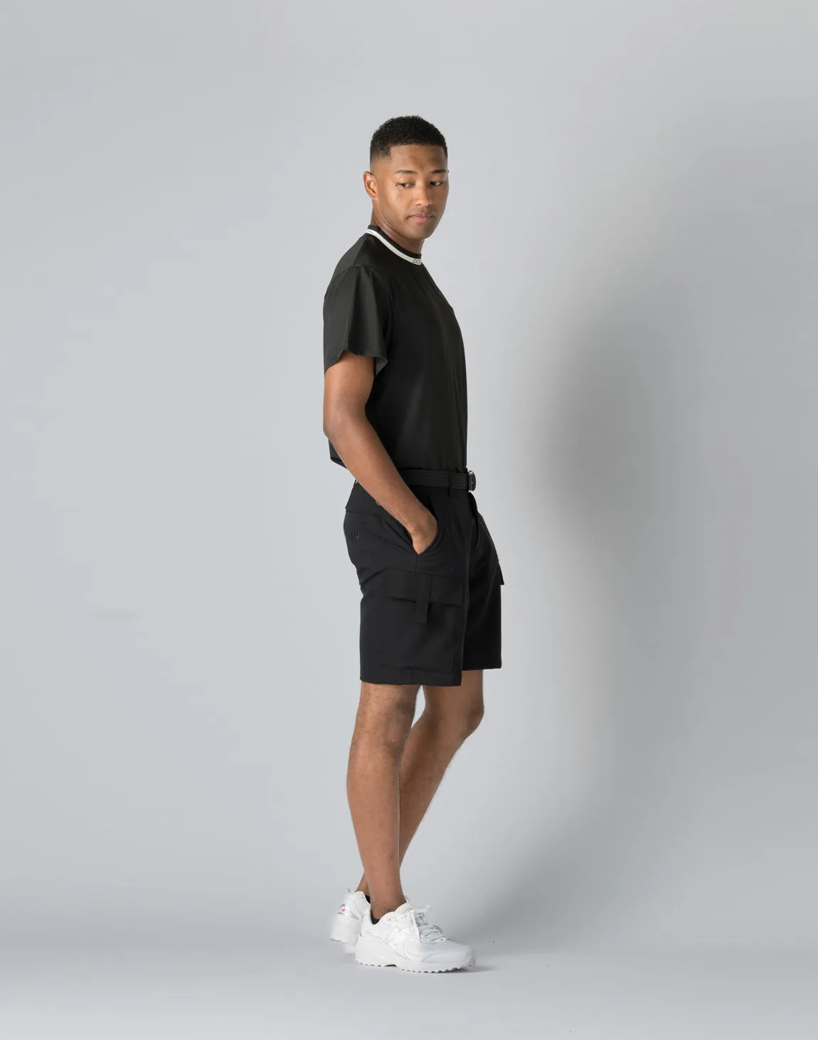 CRONOS BLACK CARGO SHORTS【BLACK】