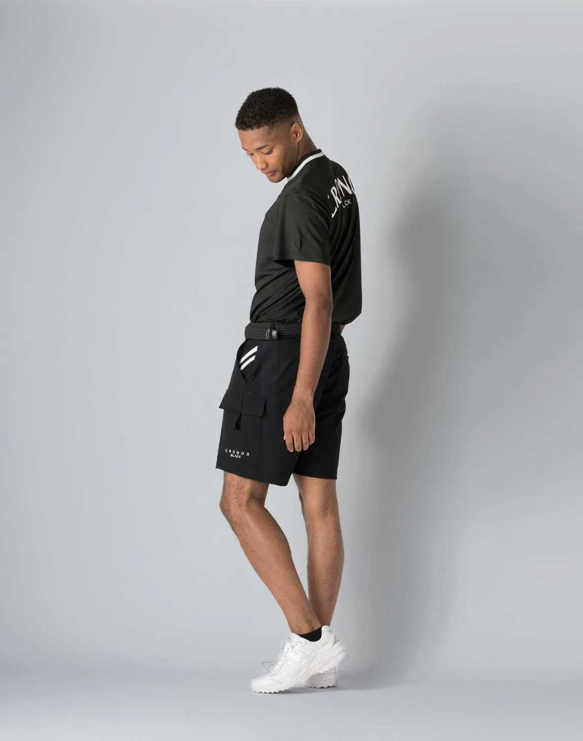 CRONOS BLACK CARGO SHORTS【BLACK】