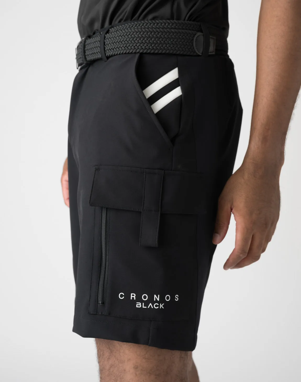 CRONOS BLACK CARGO SHORTS【BLACK】