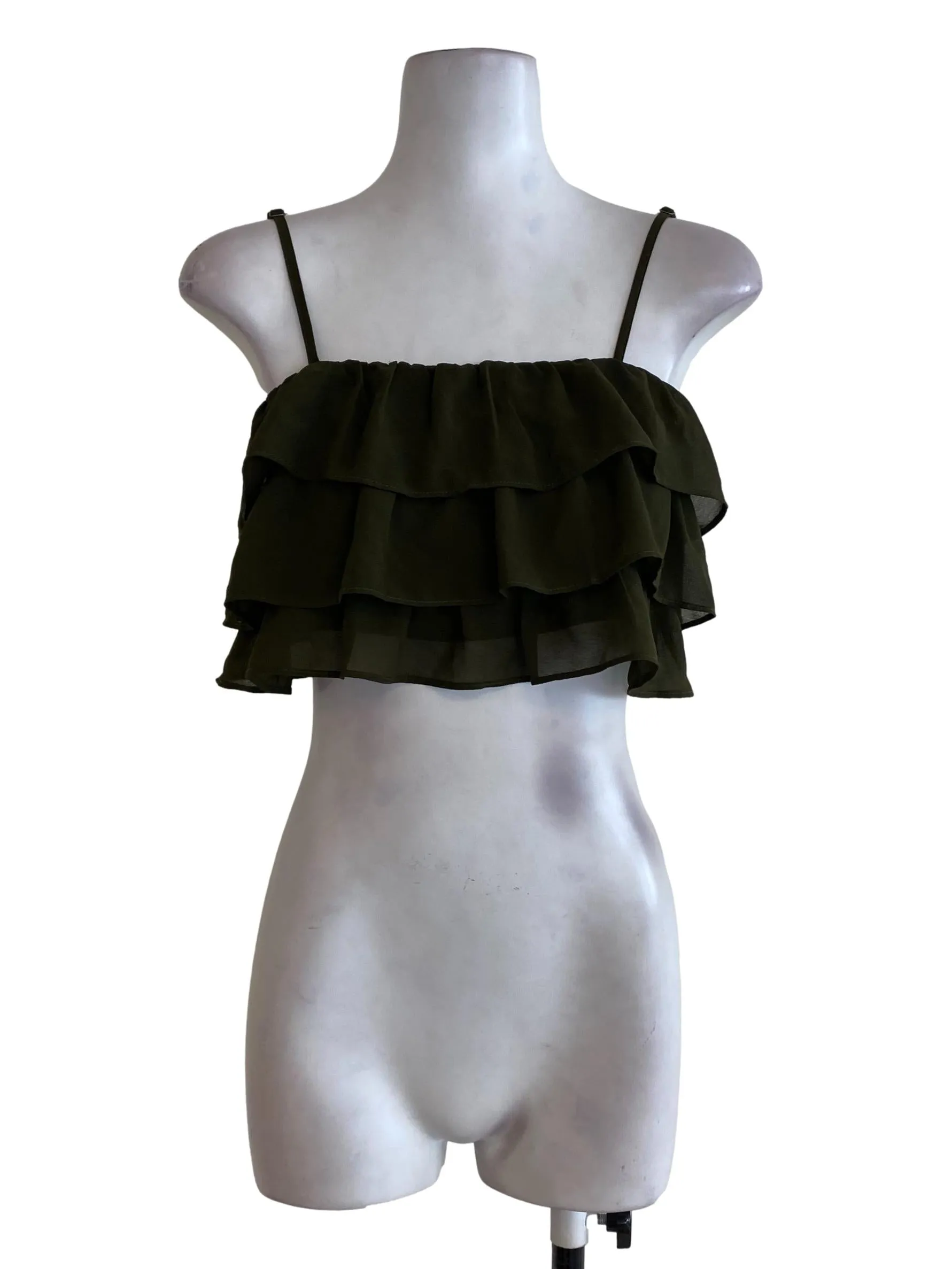Dark Green Tiered Top