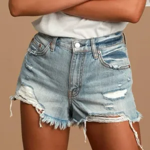 Daze Denim Jean Troublemaker Just Kissed Shorts size 28 Distressed High Rise