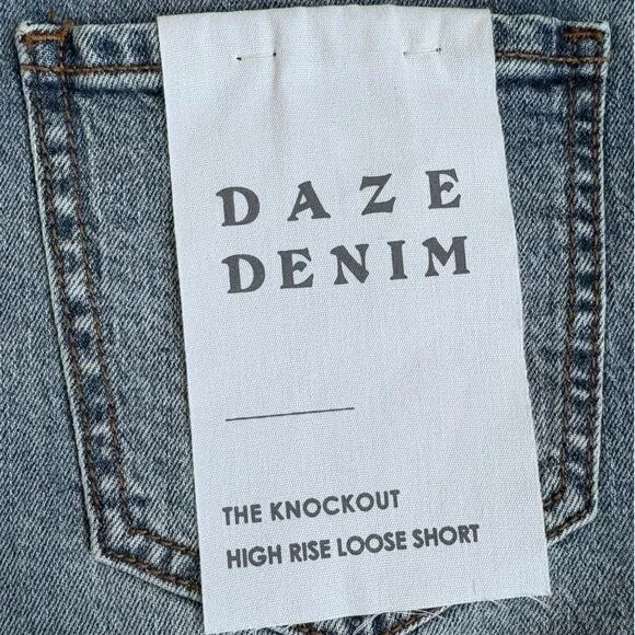 Daze Denim Women’s The Knockout High Rise Shorts Beach Vacation Blue 25 NWT