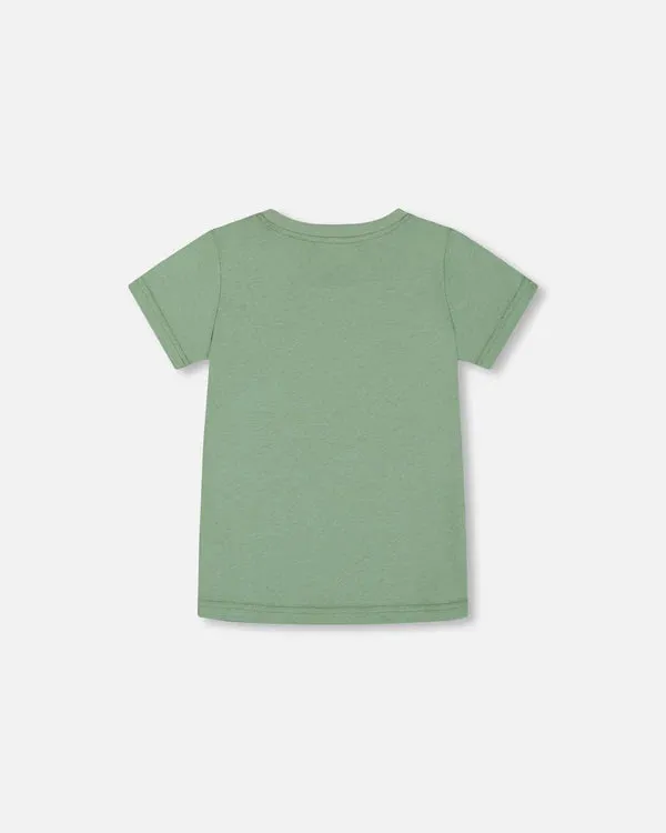 deux par deux Boys Organic Cotton Graphic Tee - Sage And Multi