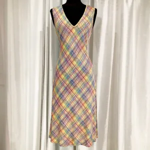 DIANE VON FURSTENBERG Rainbow Multi-color Plaid Short Dress Size 10