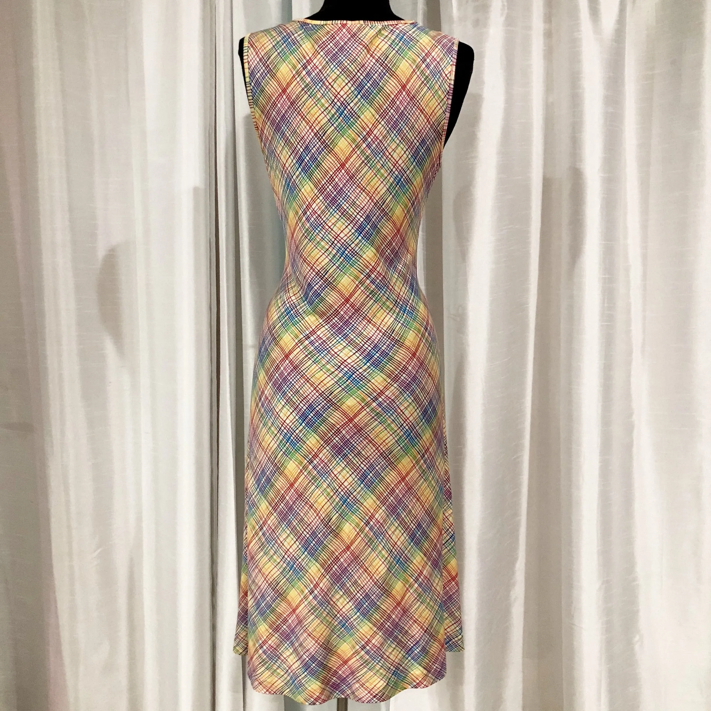 DIANE VON FURSTENBERG Rainbow Multi-color Plaid Short Dress Size 10