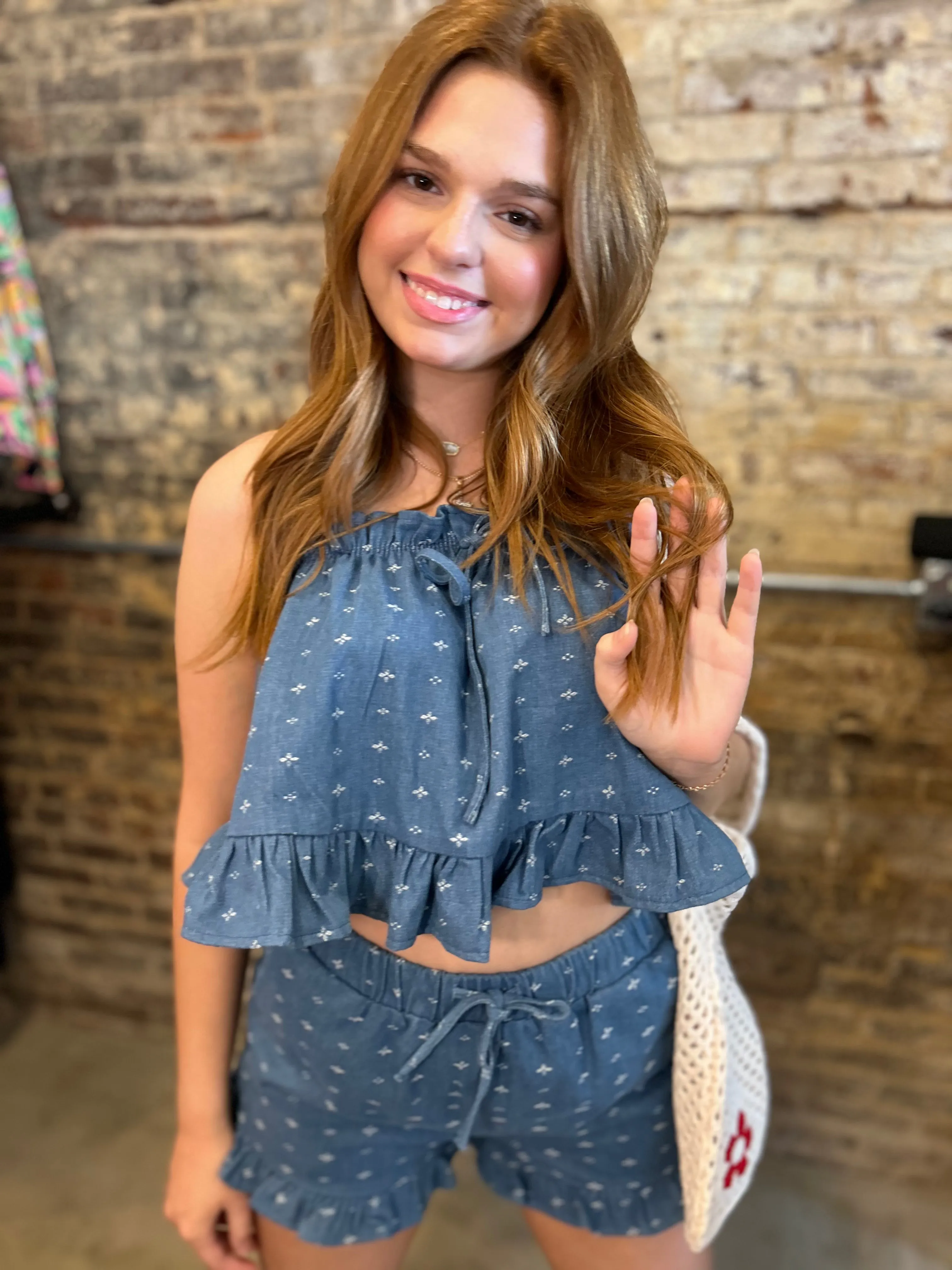 Distressed Detail Denim Shorts (Part of a set)