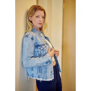 Distressed Hem Denim Jacket *