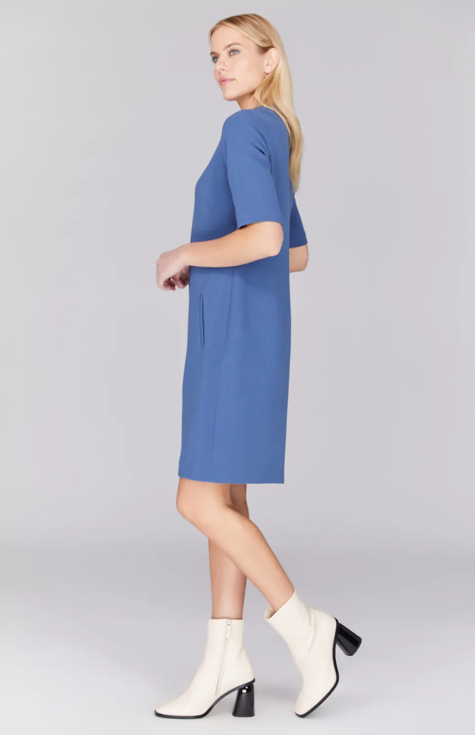 Double Face Short Sleeve Shift Dress