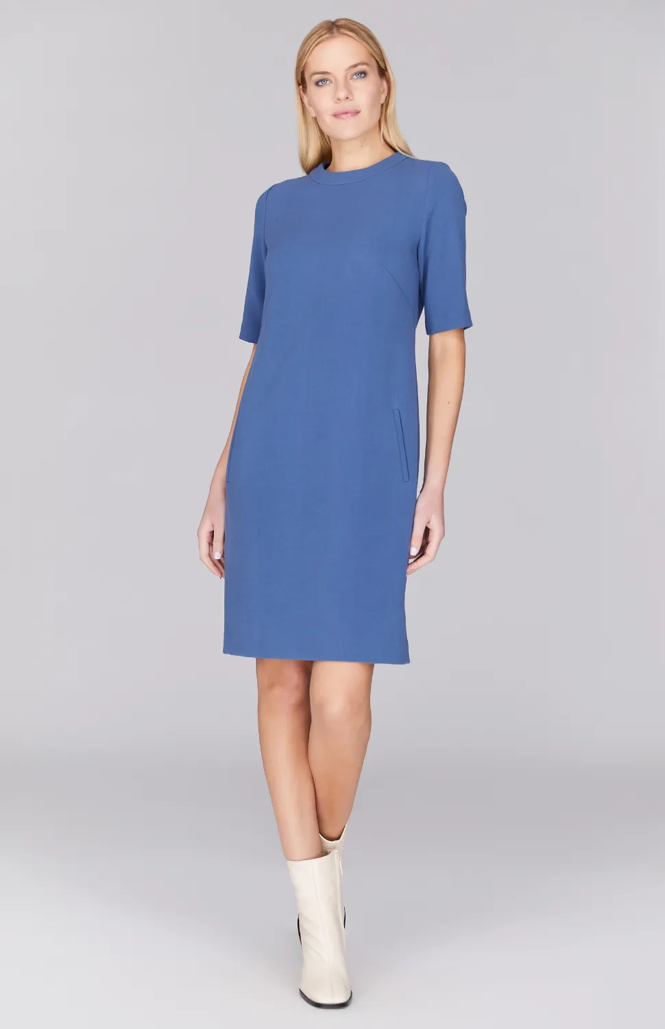 Double Face Short Sleeve Shift Dress