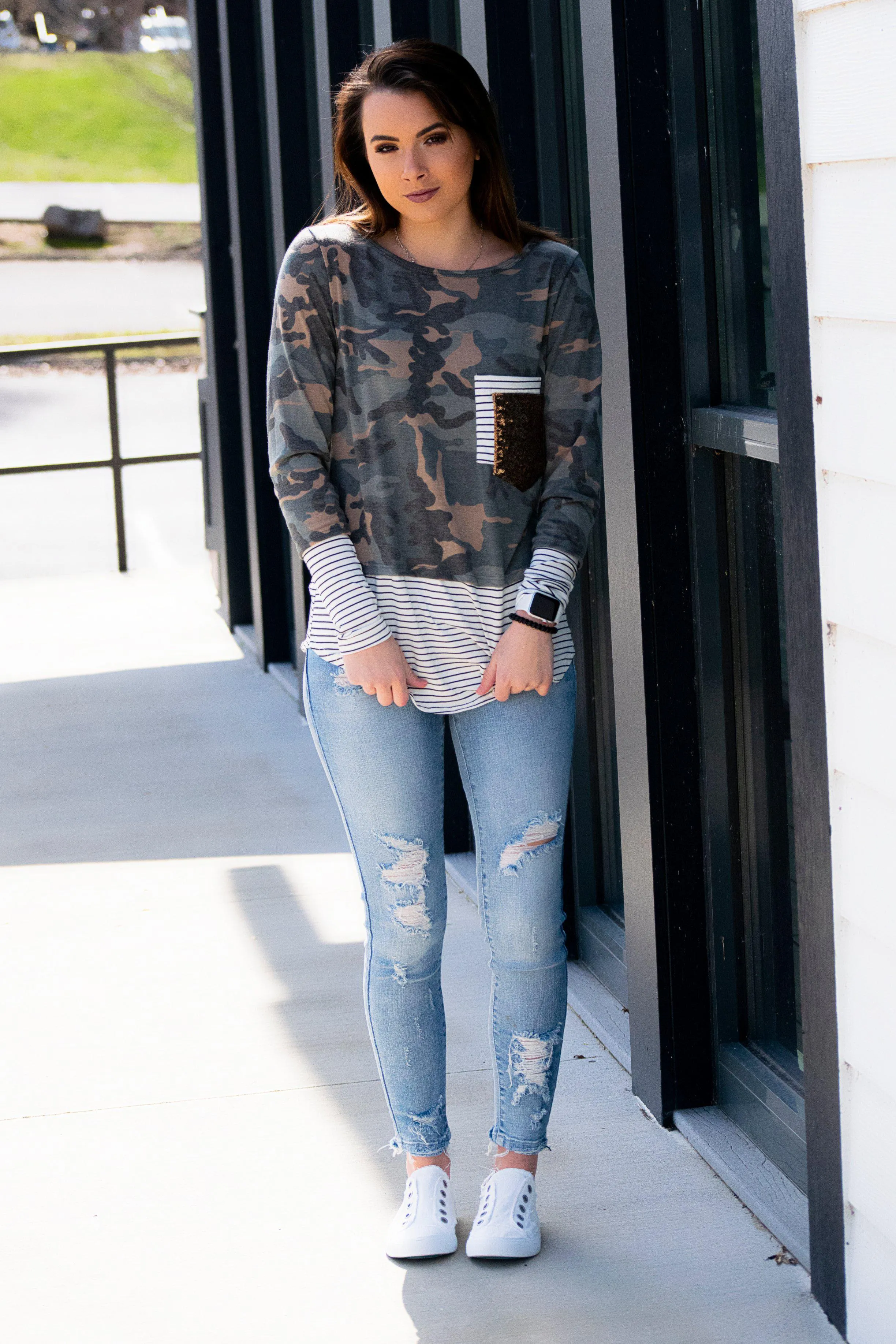 Double Pocket Stripe   Sparkle  (Camo)
