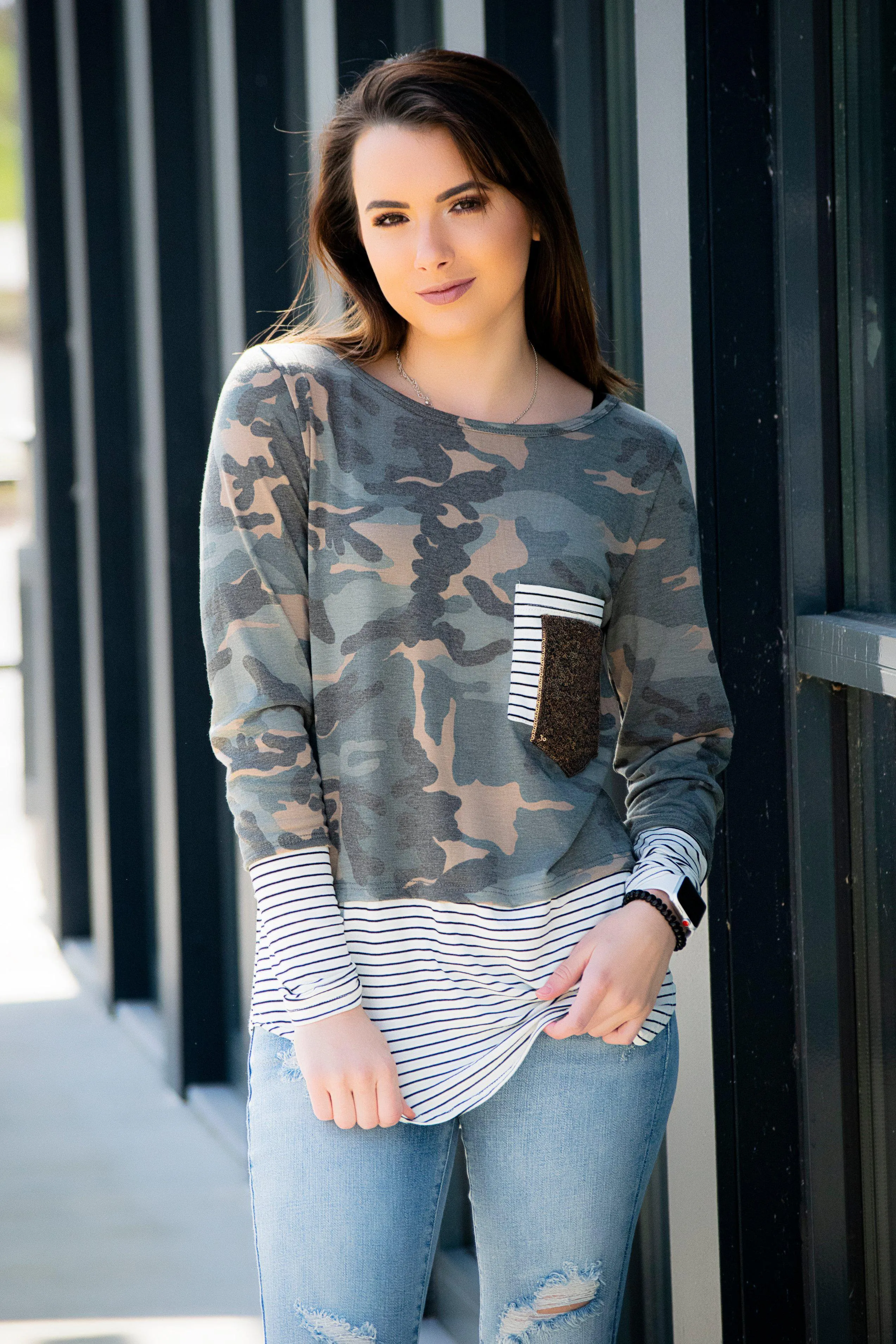 Double Pocket Stripe   Sparkle  (Camo)