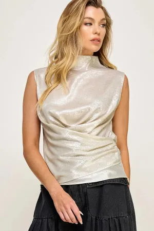 DRAPED SATIN EFFECT TOP