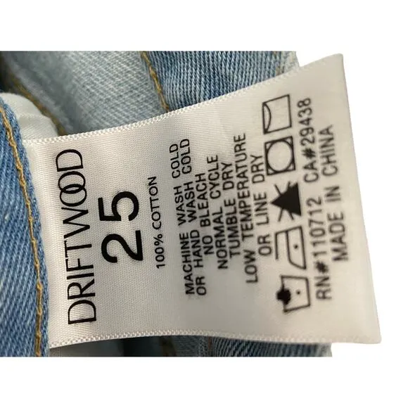 Driftwood Goldie High Rise Toucan Bird Embroidered Jean Shorts Blue Denim Sz 25