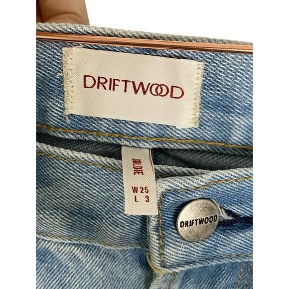 Driftwood Goldie High Rise Toucan Bird Embroidered Jean Shorts Blue Denim Sz 25