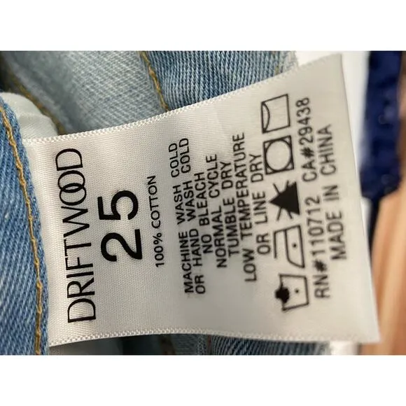 Driftwood Goldie High Rise Toucan Bird Embroidered Jean Shorts Blue Denim Sz 25