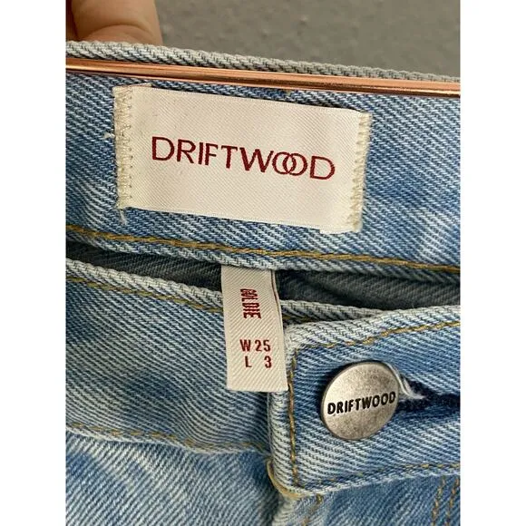 Driftwood Goldie High Rise Toucan Bird Embroidered Jean Shorts Blue Denim Sz 25