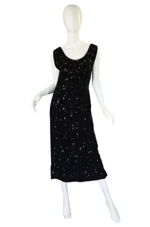 Early 1930s Sequin Silk Crepe Shift Dress
