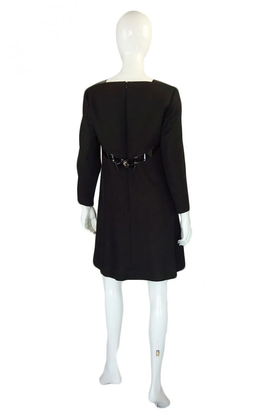 Early 1980s Courreges Patent Detail Dress