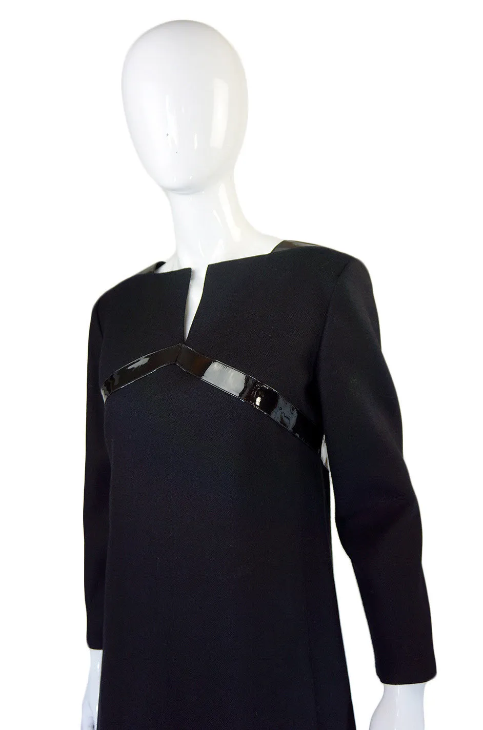 Early 1980s Courreges Patent Detail Dress