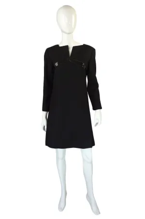Early 1980s Courreges Patent Detail Dress
