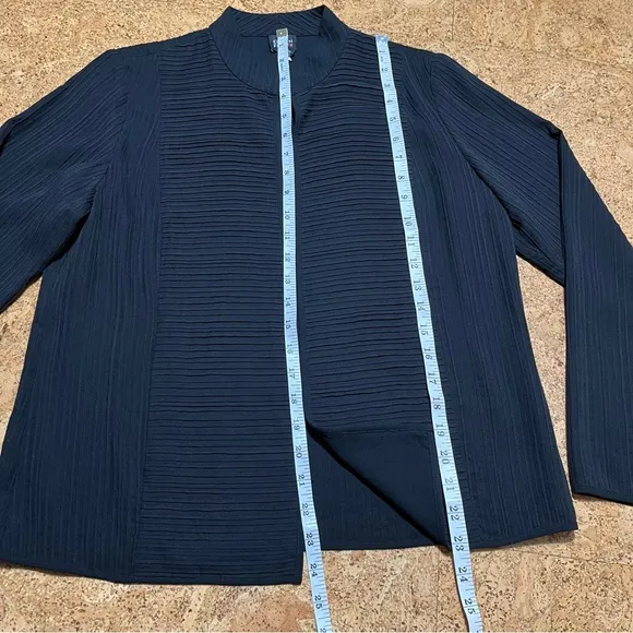 Eileen Fisher Georgette 100% Silk Pintuck Pleated Lightweight Cardigan Jacket