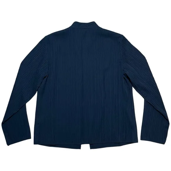 Eileen Fisher Georgette 100% Silk Pintuck Pleated Lightweight Cardigan Jacket
