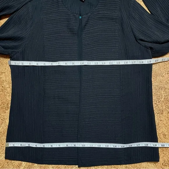 Eileen Fisher Georgette 100% Silk Pintuck Pleated Lightweight Cardigan Jacket