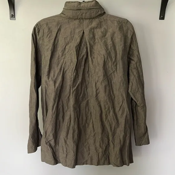Eileen Fisher Metallic Brown Rumpled Cotton Lightweight Jacket