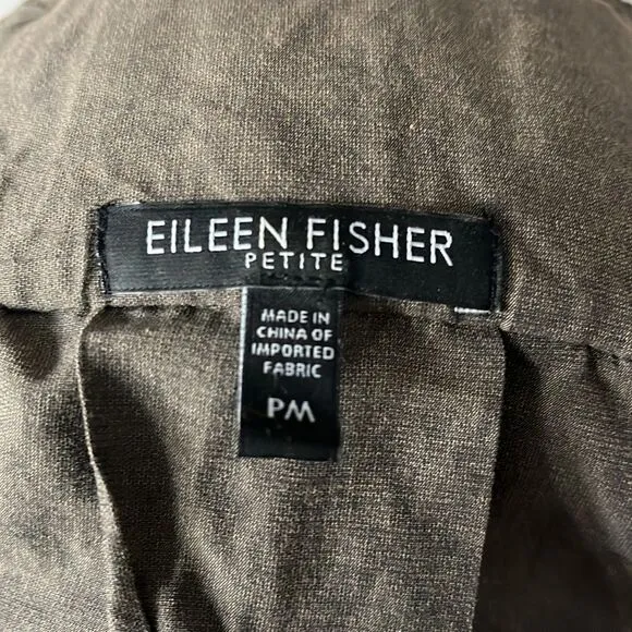 Eileen Fisher Metallic Brown Rumpled Cotton Lightweight Jacket