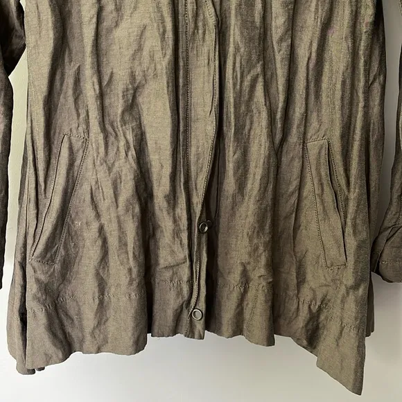 Eileen Fisher Metallic Brown Rumpled Cotton Lightweight Jacket