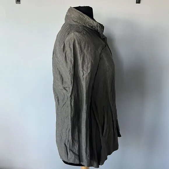 Eileen Fisher Metallic Brown Rumpled Cotton Lightweight Jacket