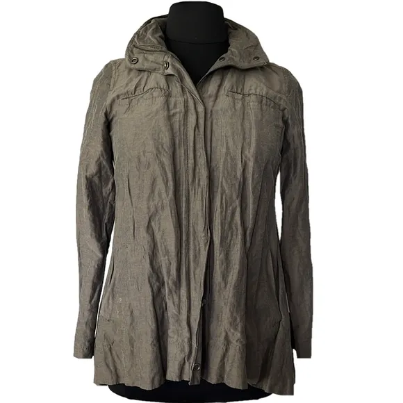 Eileen Fisher Metallic Brown Rumpled Cotton Lightweight Jacket