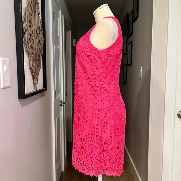 ELIZA J NWOT pink lace over sleeveless shift dress