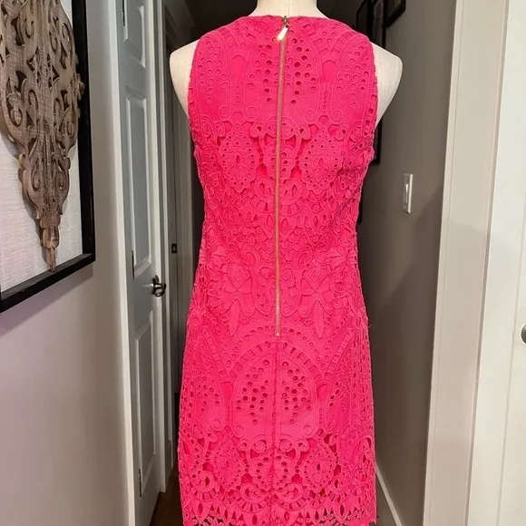ELIZA J NWOT pink lace over sleeveless shift dress