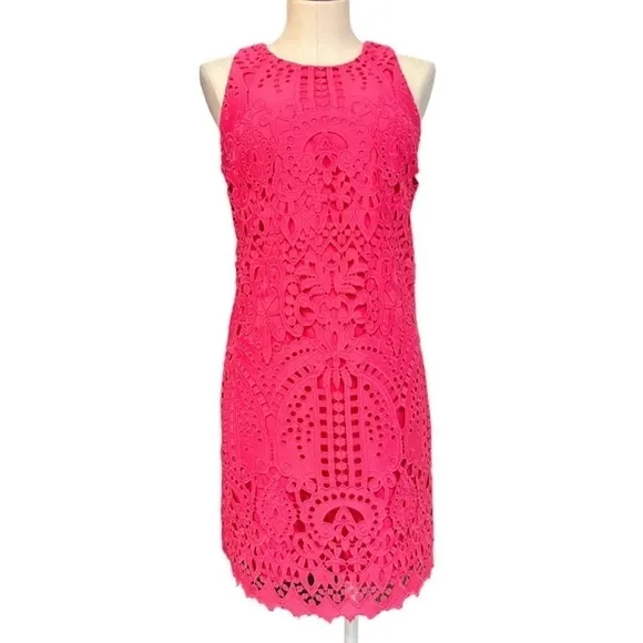 ELIZA J NWOT pink lace over sleeveless shift dress